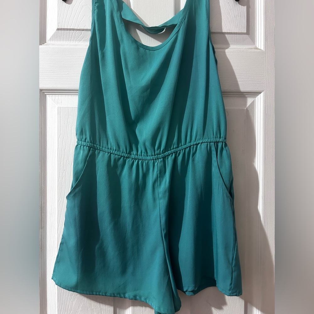 Teal Sleeveless Basic Romper